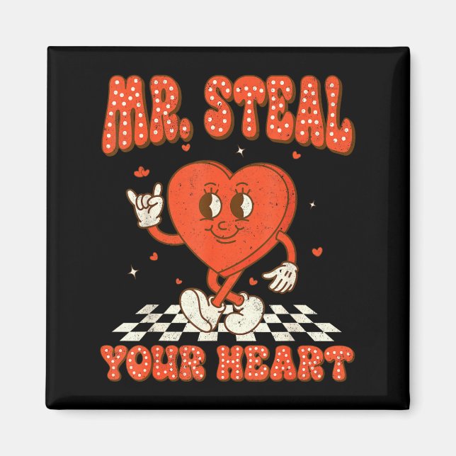 Mr Steal Your Heart For Boys Toddlers Valentine's  Magnet (Front)