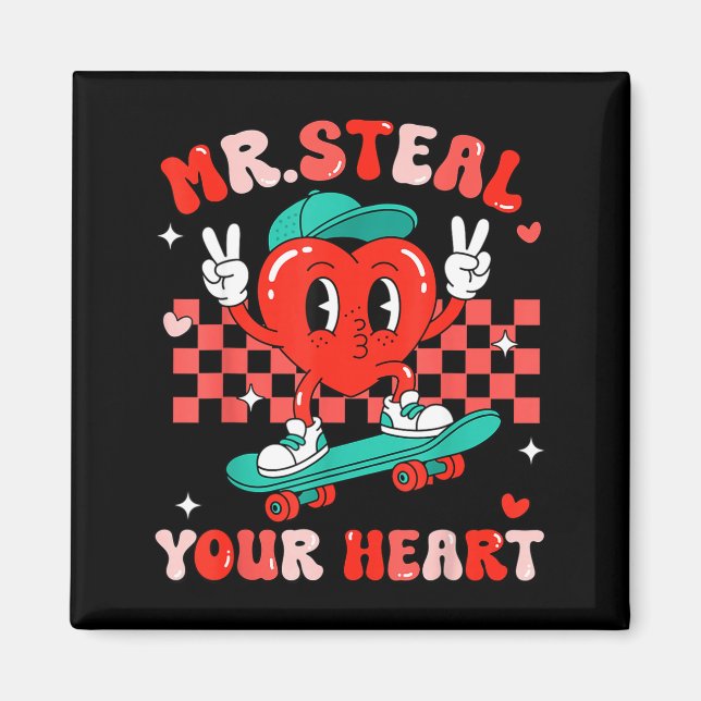 Mr Steal Your Heart For Boys Toddlers Valentine's  Magnet (Front)