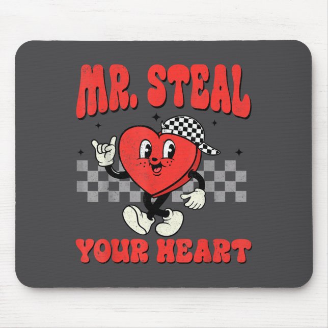 Mr Steal Your Heart For Boys Toddlers Valentine's  Mouse Pad (Front)