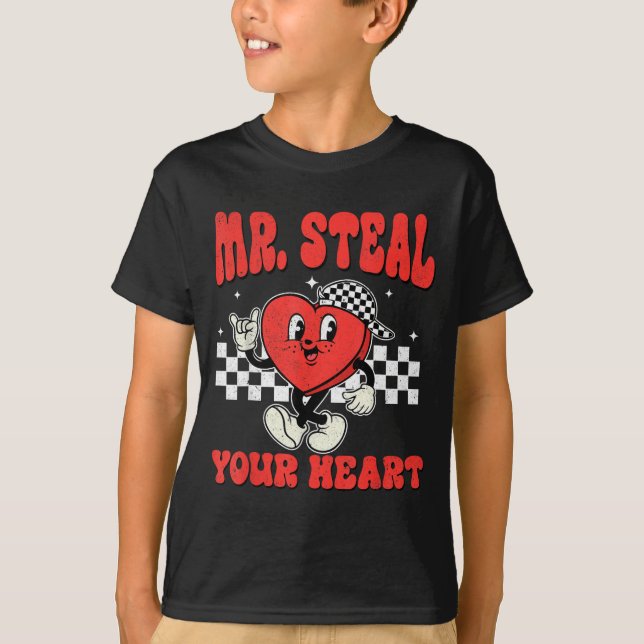 Mr Steal Your Heart For Boys Toddlers Valentine's  T-Shirt (Front)