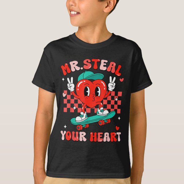 Mr Steal Your Heart For Boys Toddlers Valentine's  T-Shirt (Front)