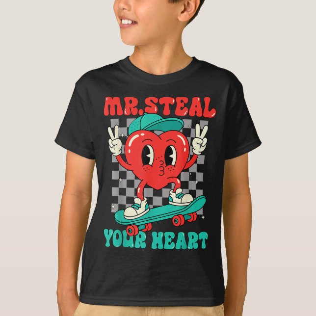 Mr Steal Your Heart For Boys Toddlers Valentine's  T-Shirt (Front)