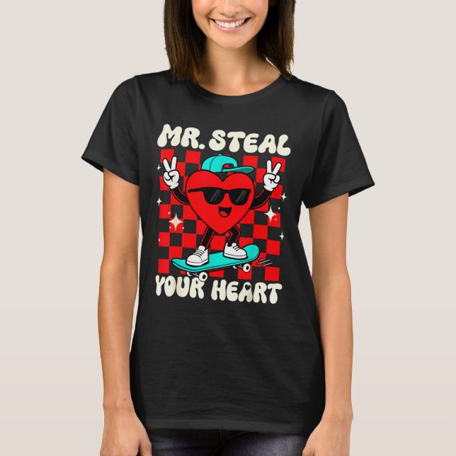 Mr Steal Your Heart For Boys Toddlers Valentine's  T-Shirt (Front)