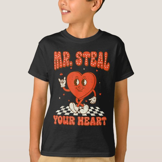 Mr Steal Your Heart For Boys Toddlers Valentine's  T-Shirt (Front)