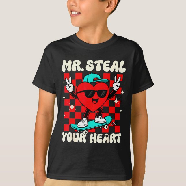 Mr Steal Your Heart For Boys Toddlers Valentine's  T-Shirt (Front)