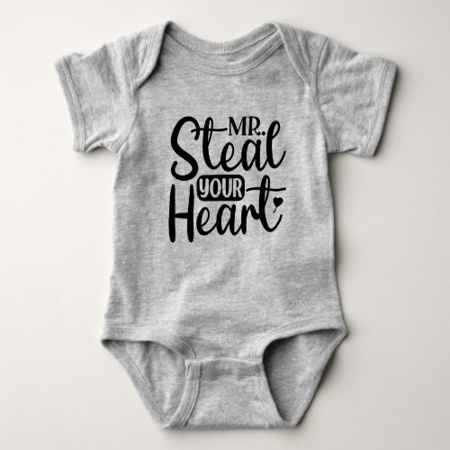 Mr Steal Your Heart Valentines Day Baby Bodysuit