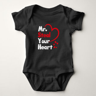 Mr. Steal Your Heart Valentines Day Funny boys Baby Bodysuit