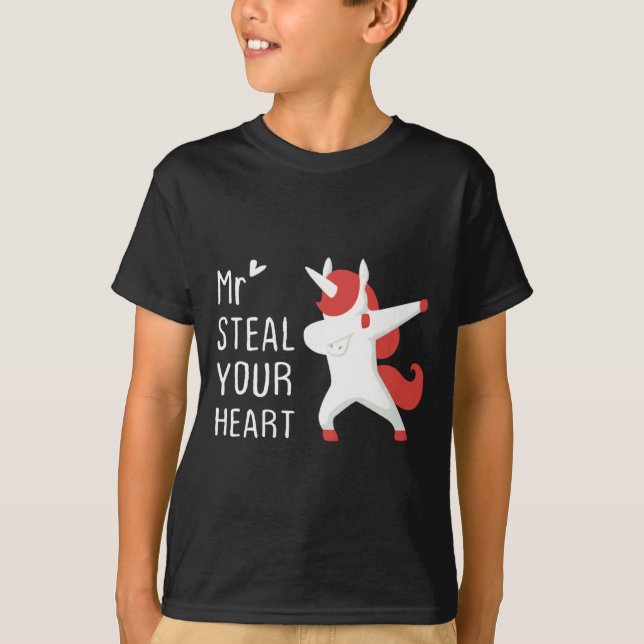 Mr Steal Your Heart Valentines Day V Day Boys Unic T-Shirt (Front)