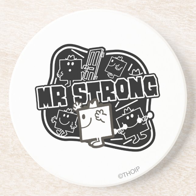 Mr. Strong | Black & White Coaster (Front)