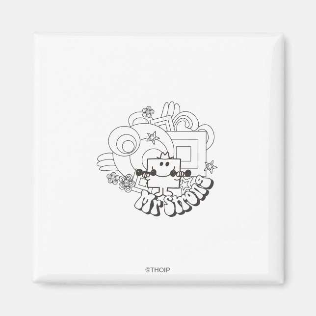Mr. Strong | Black & White Stars & Flowers Magnet (Front)