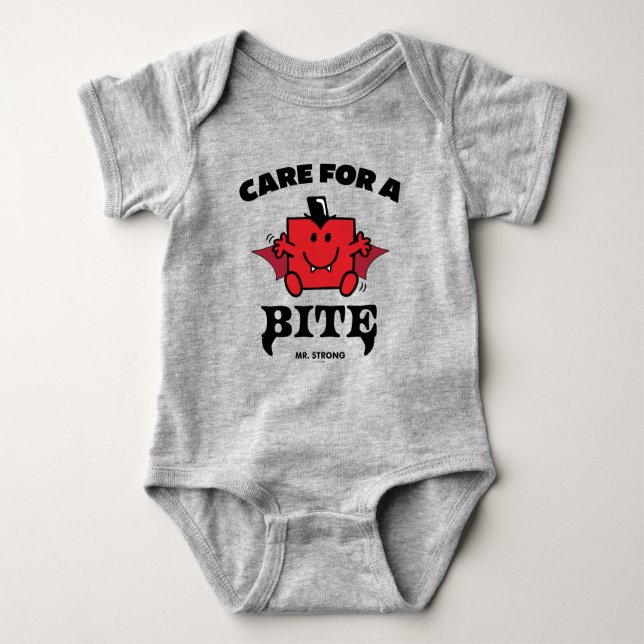 Mr. Strong Care For A Bite Halloween Baby Bodysuit (Front)