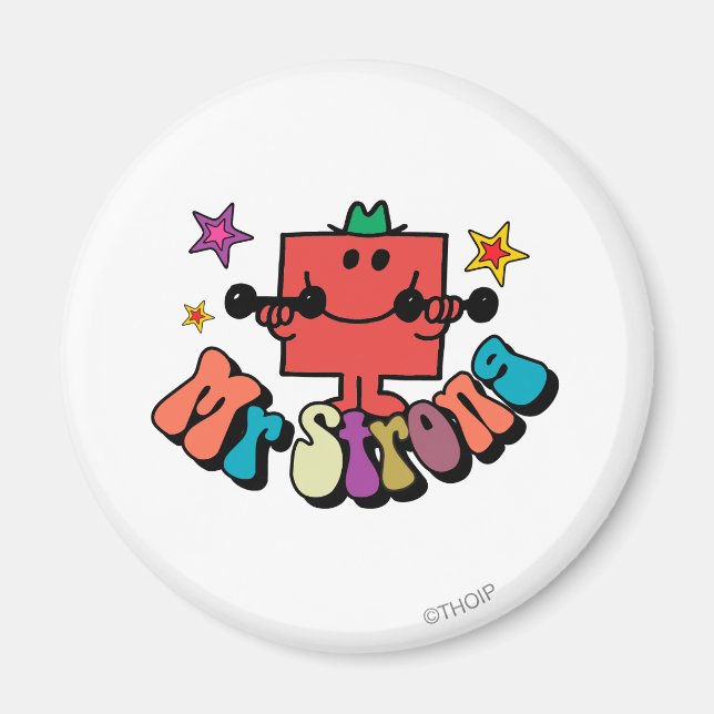 Mr. Strong | Colorful Lettering & Stars Magnet (Front)