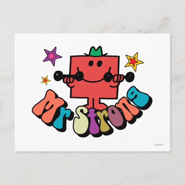 Mr. Strong | Colorful Lettering & Stars Postcard (Front)
