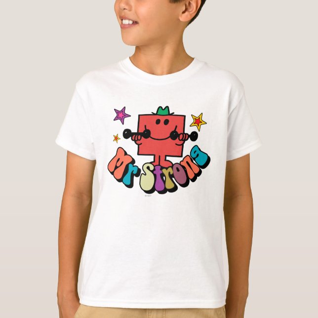 Mr. Strong | Colorful Lettering & Stars T-Shirt (Front)