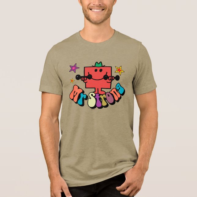 Mr. Strong | Colorful Lettering & Stars Tri-Blend Shirt (Front)