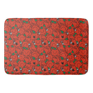Mr Strong Lifting Weights Red & Green Pattern Bathroom Mat