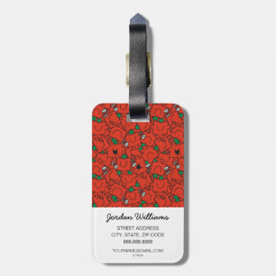 Mr Strong Lifting Weights Red & Green Pattern Luggage Tag