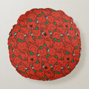 Mr Strong   Lifting Weights Red & Green Pattern Round Pillow