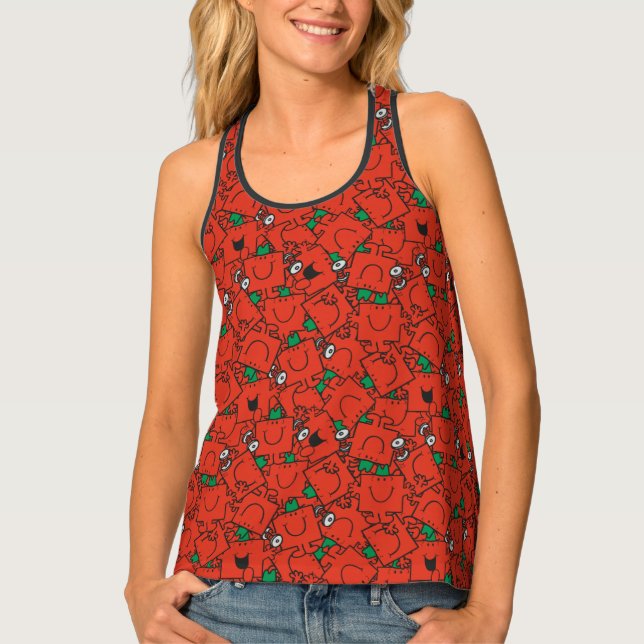 Mr Strong | Lifting Weights Red & Green Pattern Tank Top (Front)