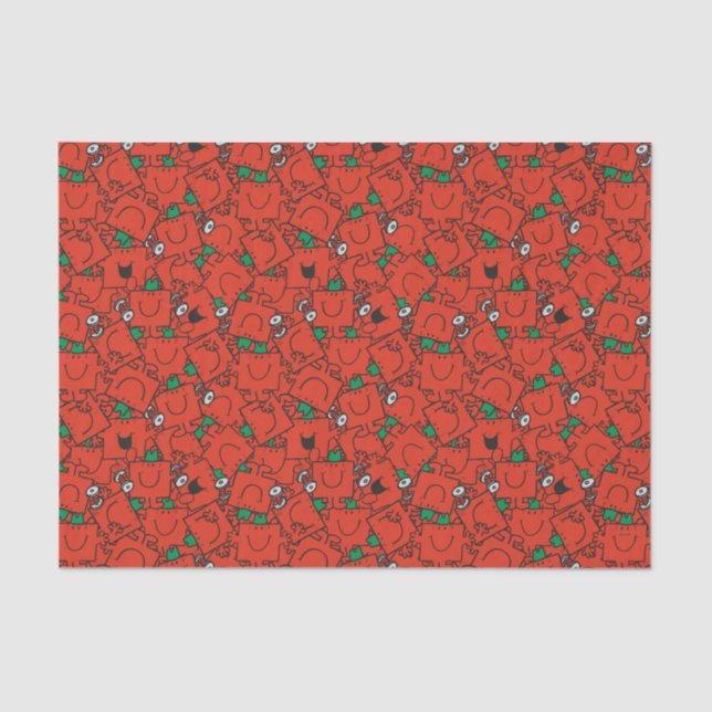 Mr Strong | Lifting Weights Red & Green Pattern Tissue Paper (Front)