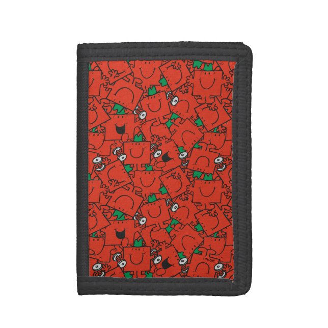Mr Strong | Lifting Weights Red & Green Pattern Tri-fold Wallet (Front Vertical)