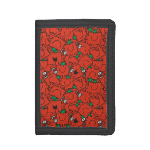 Mr Strong Lifting Weights Red & Green Pattern Trifold Wallet