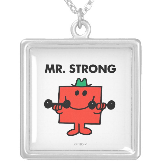 Mr. Strong | Lifting Weights Silver Plated Necklace (Front)