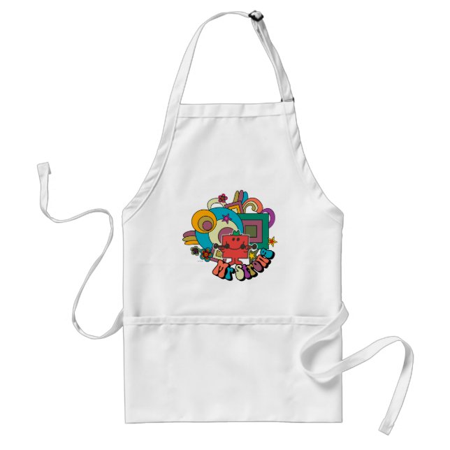 Mr. Strong | Psychedelic Swirls, Stars, & Flowers Adult Apron (Front)