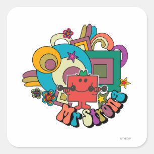 Mr. Strong Psychedelic Swirls, Stars, & Flowers Square Sticker