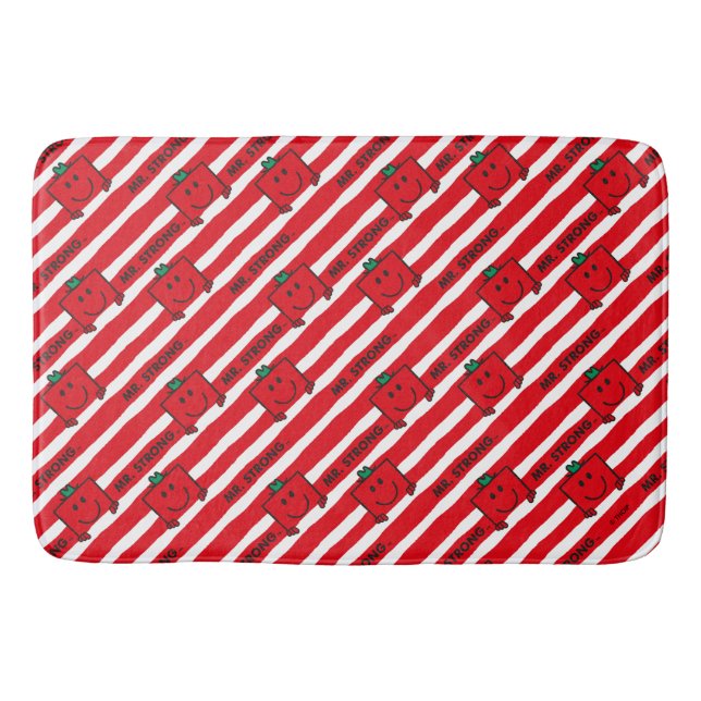 Mr Strong | Red Stripes Pattern Bathroom Mat (Front)