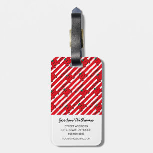 Mr Strong Red Stripes Pattern Luggage Tag