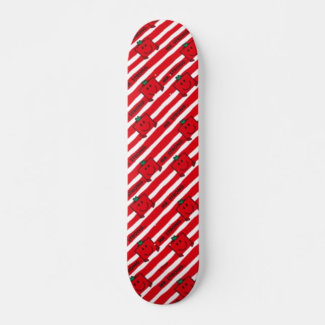 Mr Strong | Red Stripes Pattern Skateboard Deck (Front)