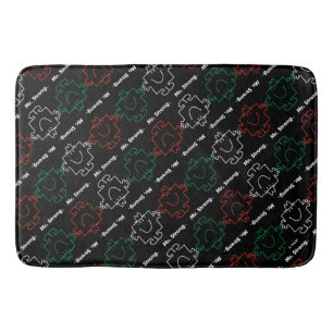 Mr Strong Red, White & Green Pattern Bathroom Mat