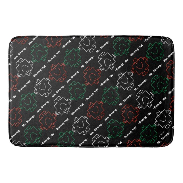 Mr Strong | Red, White & Green Pattern Bathroom Mat (Front)