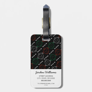 Mr Strong Red, White & Green Pattern Luggage Tag