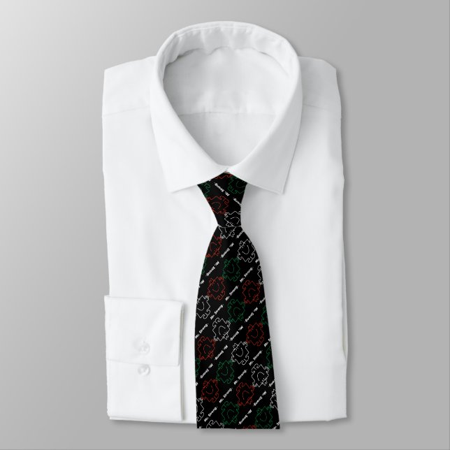 Mr Strong | Red, White & Green Pattern Neck Tie (Tied)