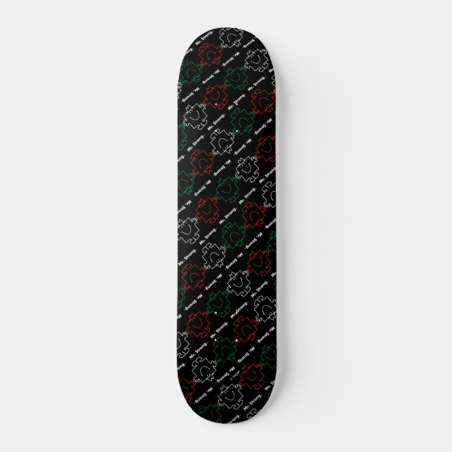 Mr Strong | Red, White & Green Pattern Skateboard Deck (Front)