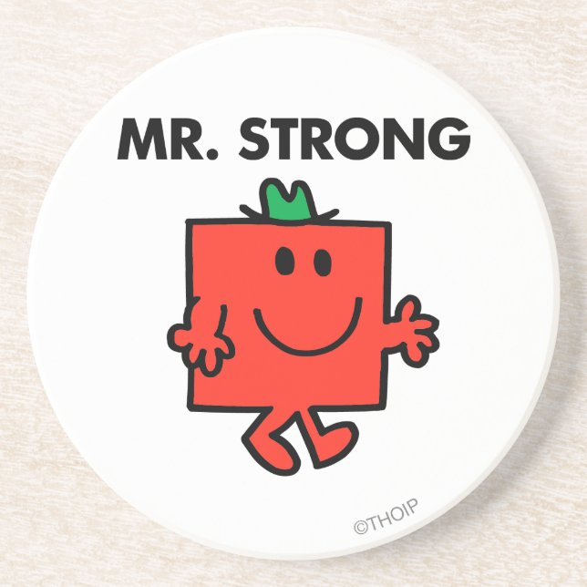 Mr. Strong Waving Hello Sandstone Coaster (Front)