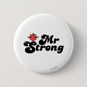 Mr. Strong   Weights & Bubble Lettering Pinback Button