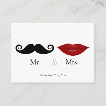 Mr. & The Mrs (lips And The Stache) Wedding Rsvp Enclosure Card by weddingsNthings at Zazzle