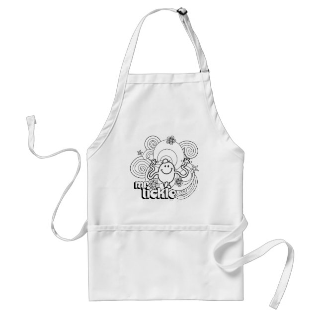 Mr. Tickle | Black & White Swirls & Stars Adult Apron (Front)