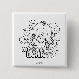 Mr. Tickle Black & White Swirls & Stars Button