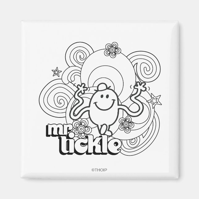 Mr. Tickle | Black & White Swirls & Stars Magnet (Front)