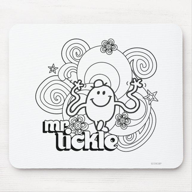 Mr. Tickle | Black & White Swirls & Stars Mouse Pad (Front)
