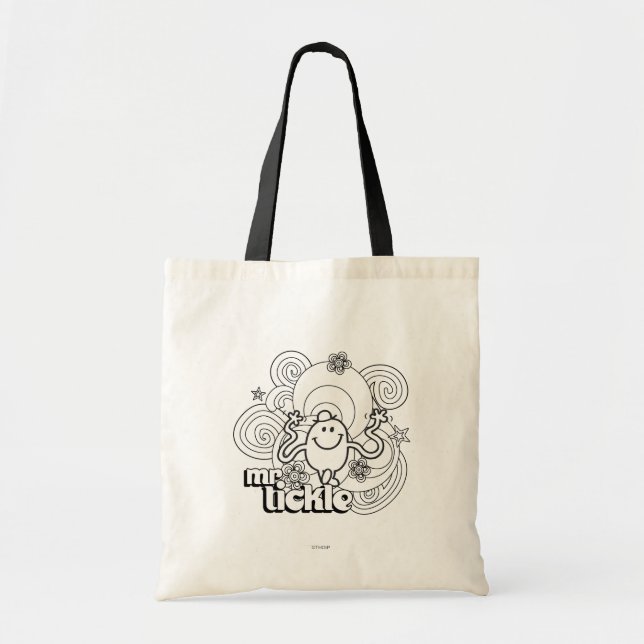 Mr. Tickle | Black & White Swirls & Stars Tote Bag (Front)
