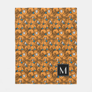 Mr Tickle Orange Tickle Pattern Monogram Fleece Blanket