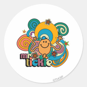 Mr. Tickle Psychedelic Swirls, Stars, & Flowers Classic Round Sticker
