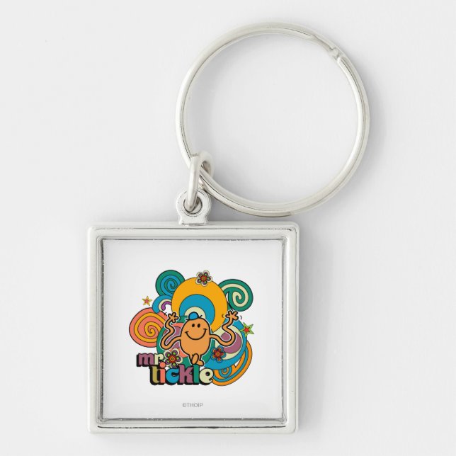 Mr. Tickle | Psychedelic Swirls, Stars, & Flowers Keychain (Front)
