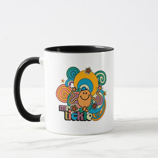 Mr. Tickle | Psychedelic Swirls, Stars, & Flowers Mug (Left)