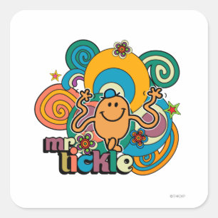Mr. Tickle Psychedelic Swirls, Stars, & Flowers Square Sticker